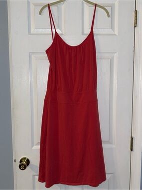 LOFT Red Spaghetti Strap Midi Dress